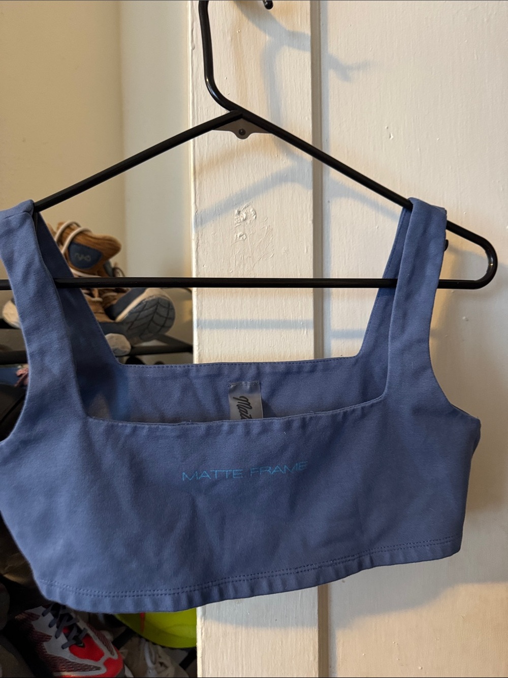Matte Frame Blue Square-Neck Crop Tank medium